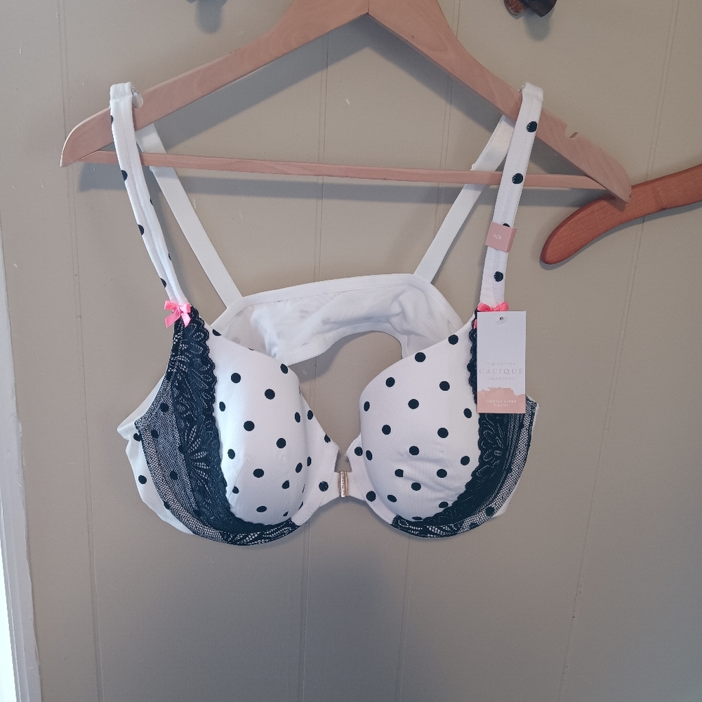 Polka Dot Lace Trim Bra